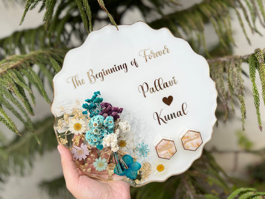 Floral Ring Platter - White Aqua