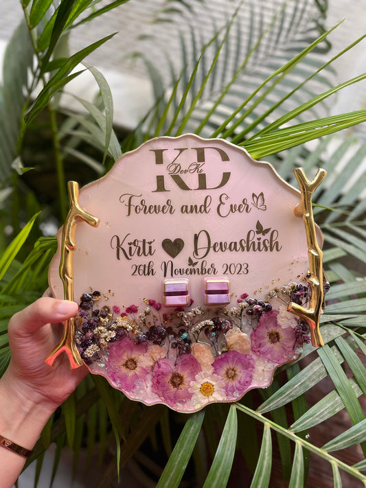 3D Floral Ring Tray - Pink Mauve