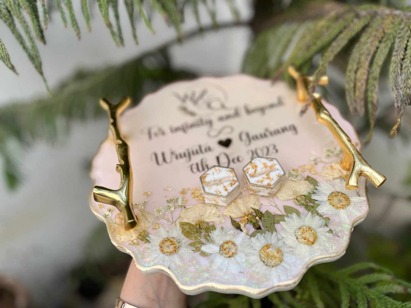 Floral Resin Ring Tray - Chrysanthemum & Rose
