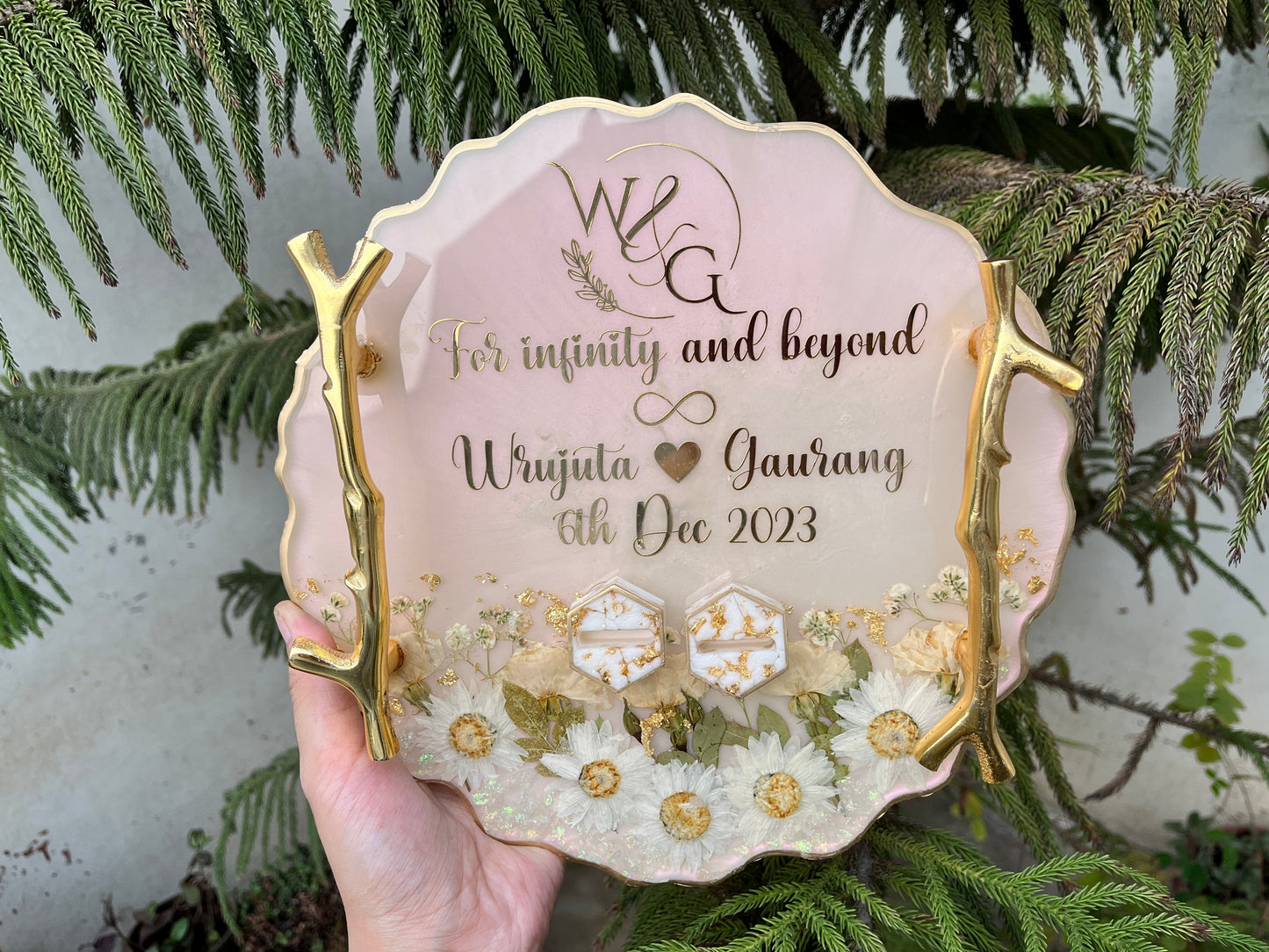 Floral Resin Ring Tray - Chrysanthemum & Rose