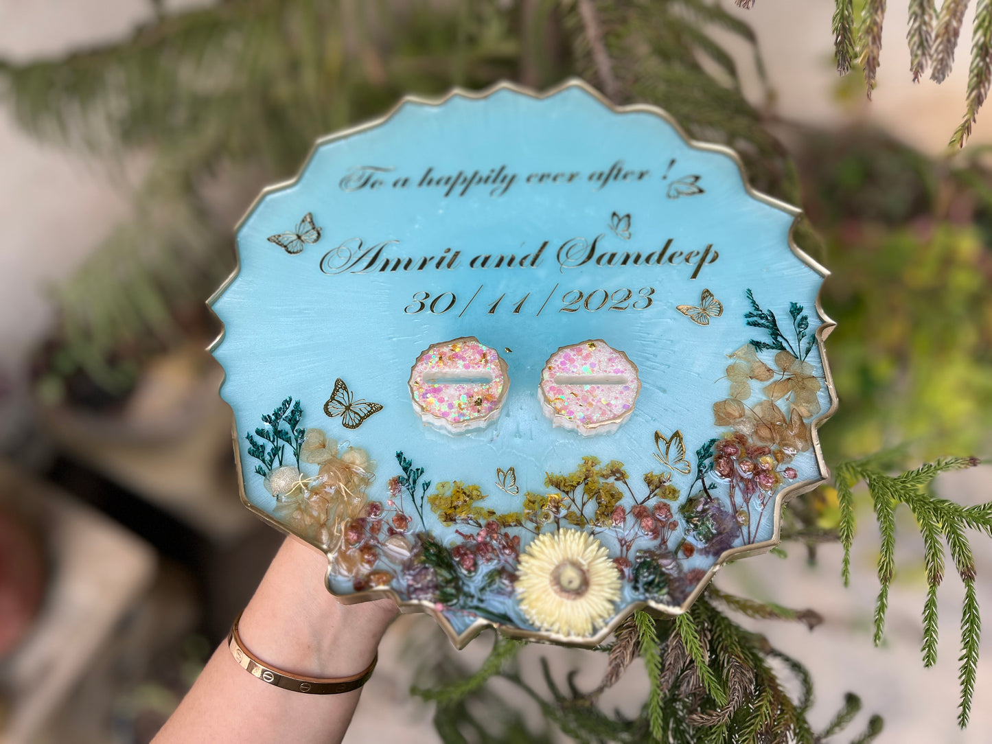 Resin Ring Tray - Blue Garden