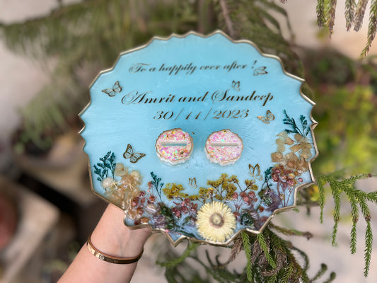 Resin Ring Tray - Blue Garden