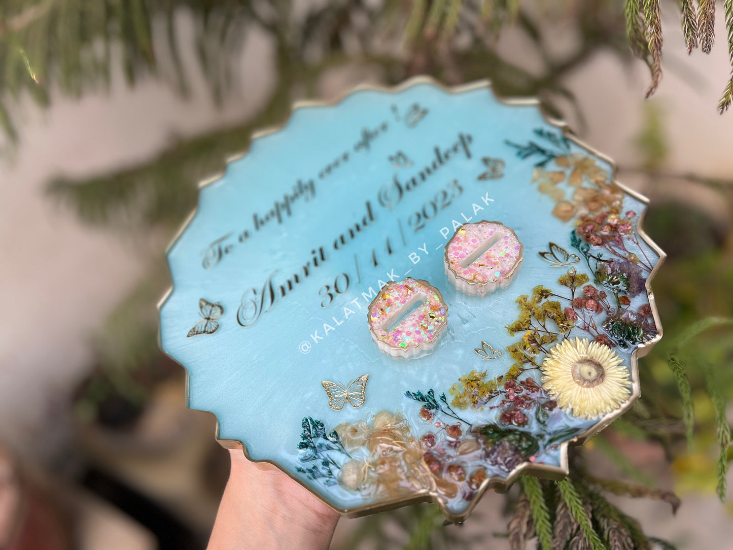 Resin Ring Tray - Blue Garden