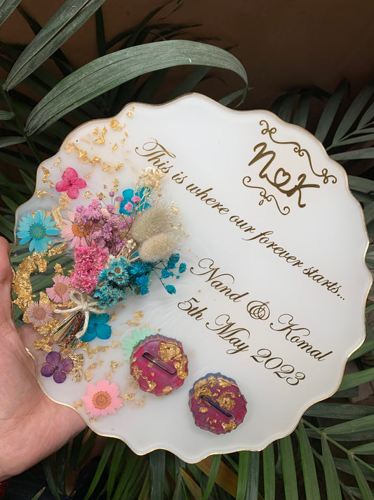 Floral Ring Platter - Pink Blue