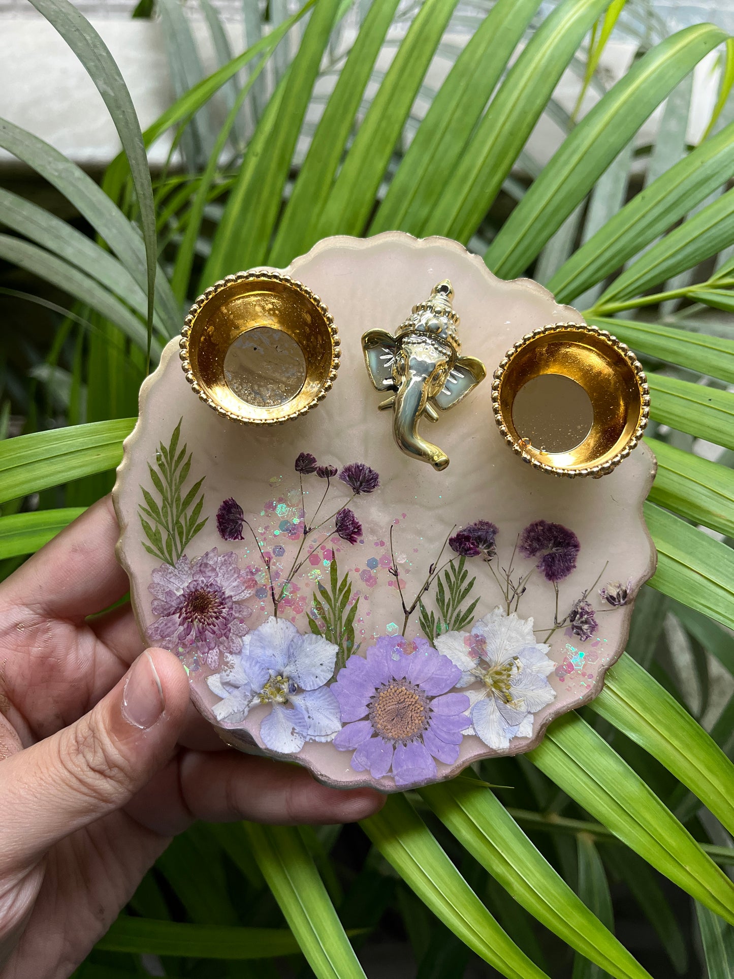 Petite Floral Pooja Platter - Lavender
