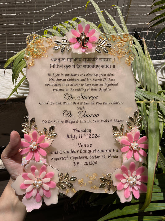 Resin Wedding Invite - 3D Flowers