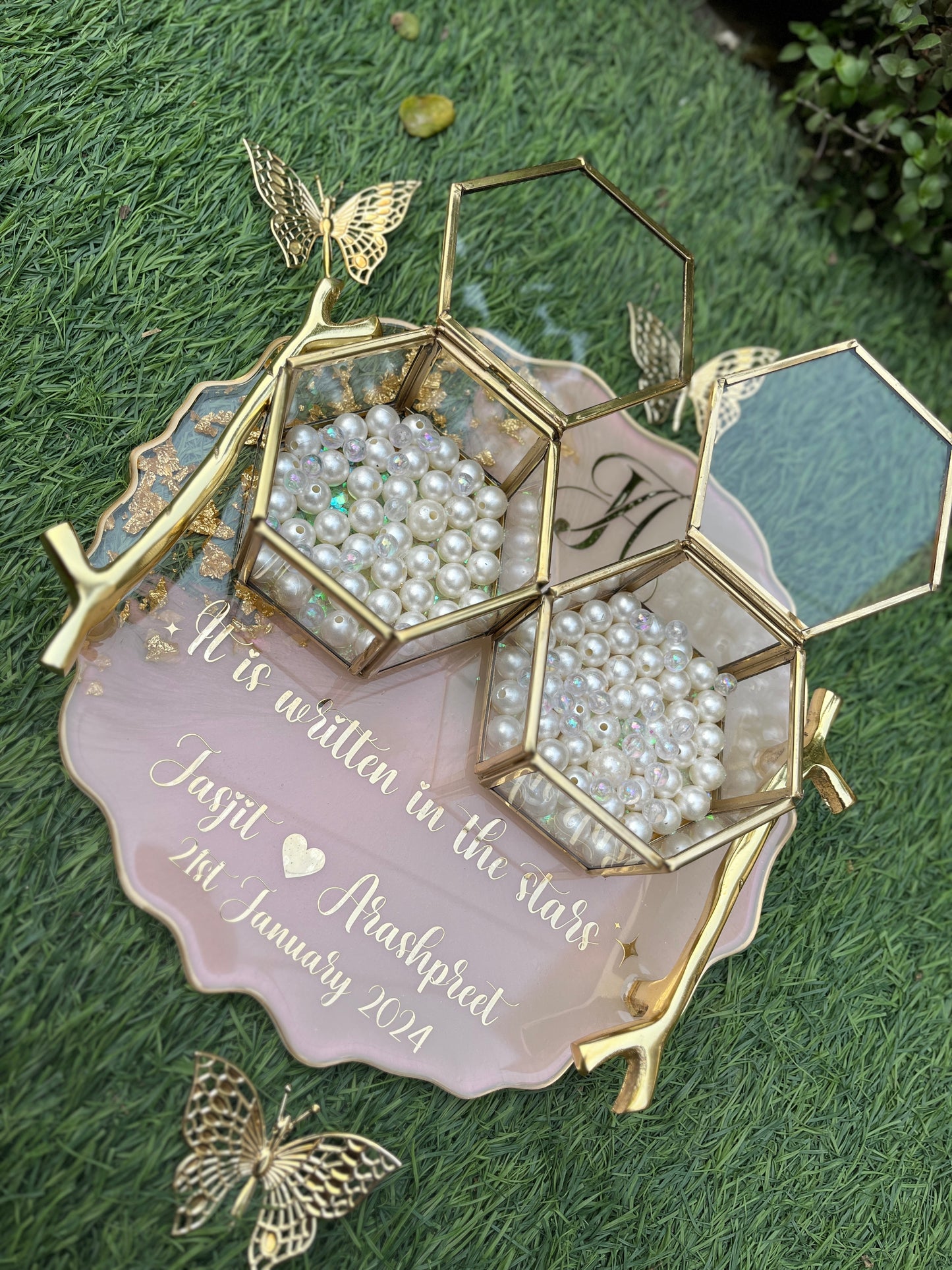 Pearl Glass Box Ring Tray