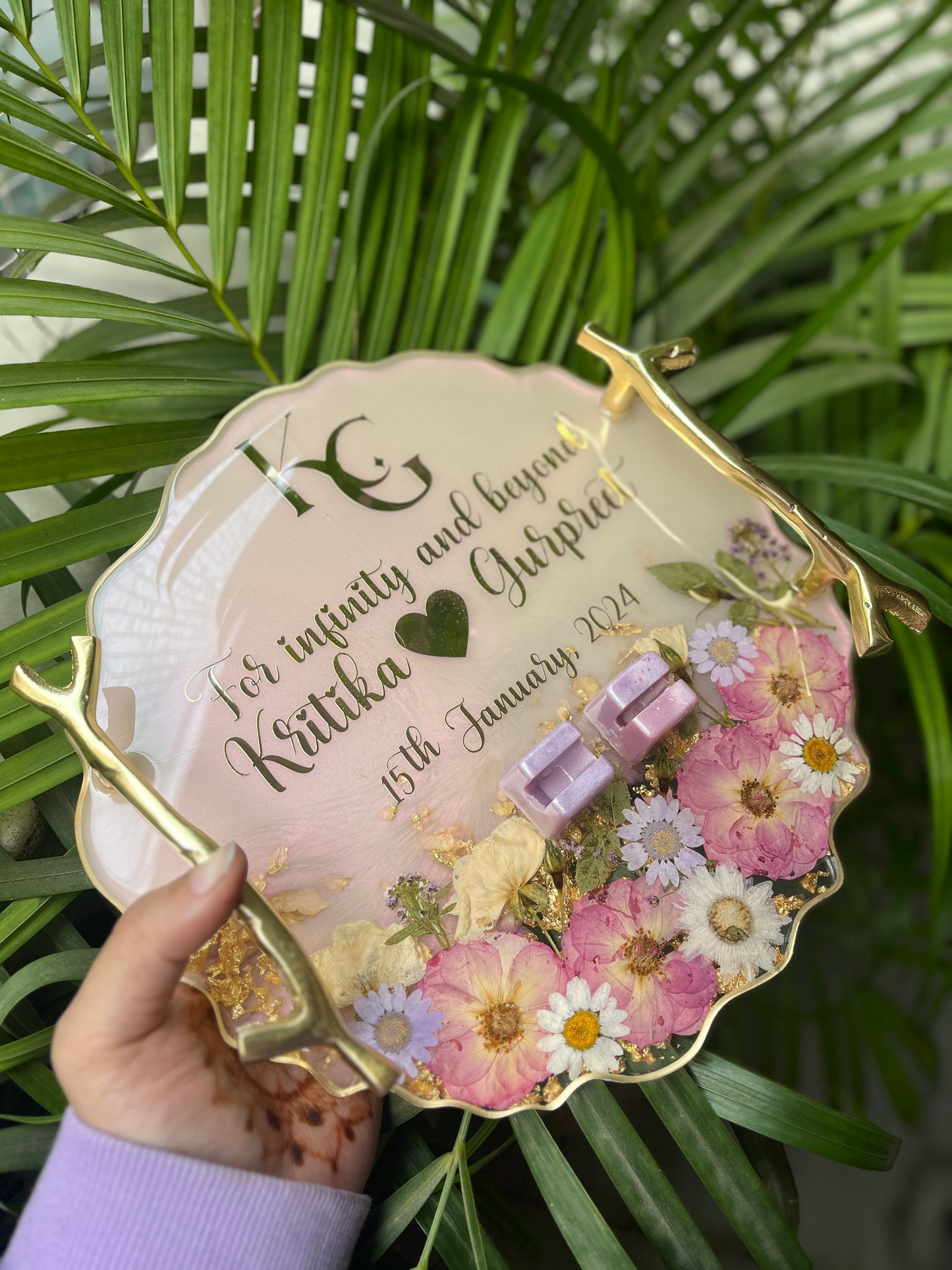 Floral Ring Tray - Pink Rose