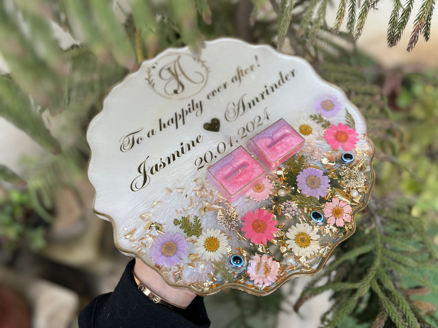 Floral Ring Tray - Evil eye