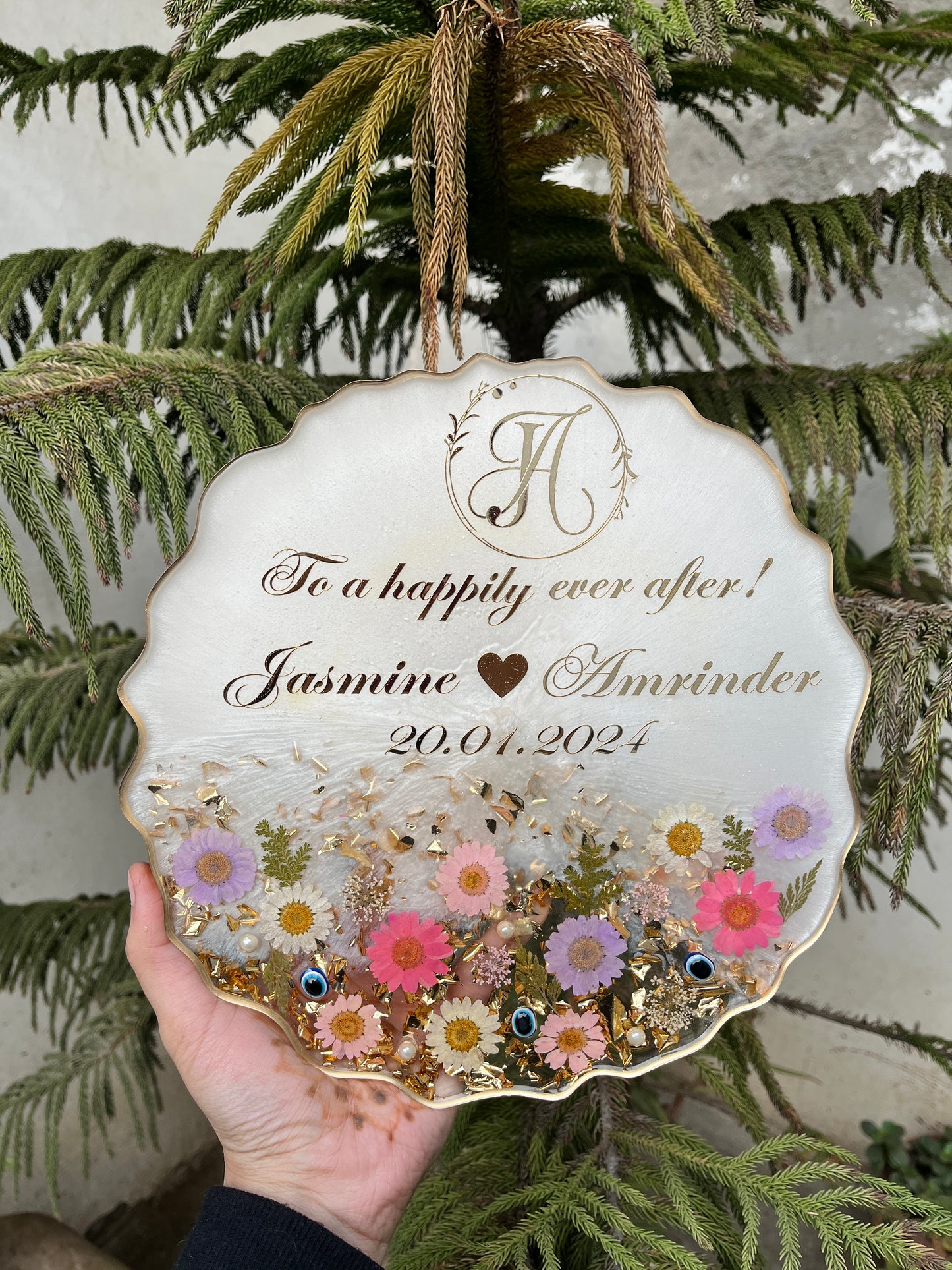 Floral Ring Tray - Evil eye