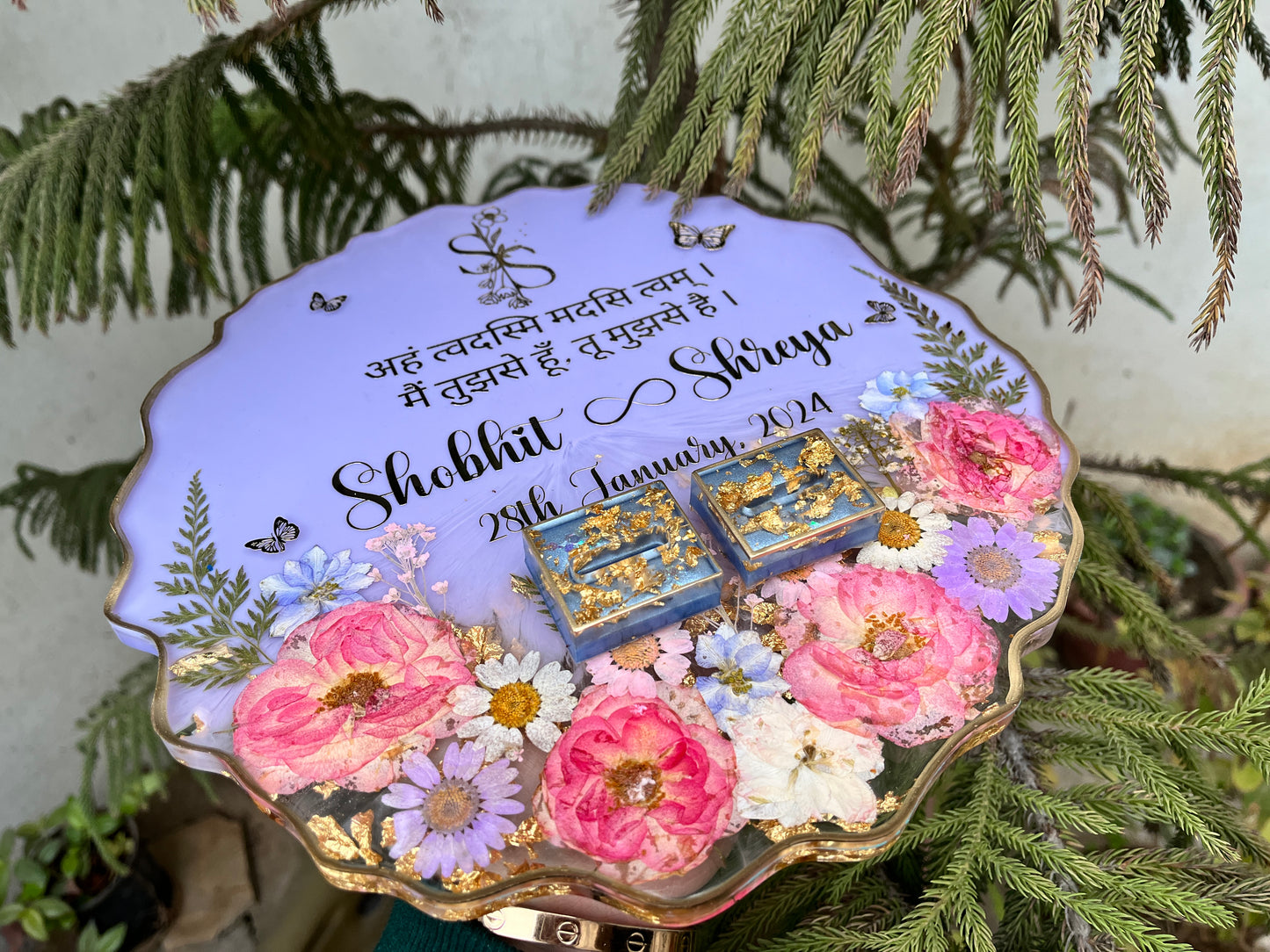 Floral Ring Tray - Purple Pink Rose