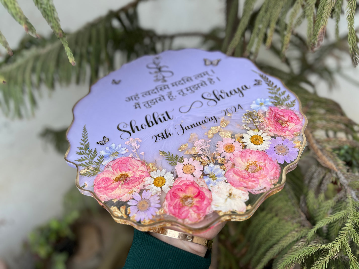 Floral Ring Tray - Purple Pink Rose